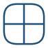 A simple blue outline of a square divided into four equal sections.